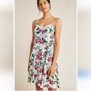 Anthropologie Layla Floral pink adjustable strap sleep Dress Size Small